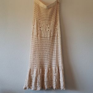 Boston Proper cotton crochet maxi skirt